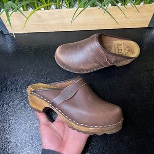Vintage Algen‎ Wood Clog Heels Made In Sweden Size 38 Size 8 US Rare